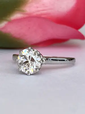 14 kt witgouden art deco solitair 1.14 crt verlovsring kopen? Bied vanaf 2000!