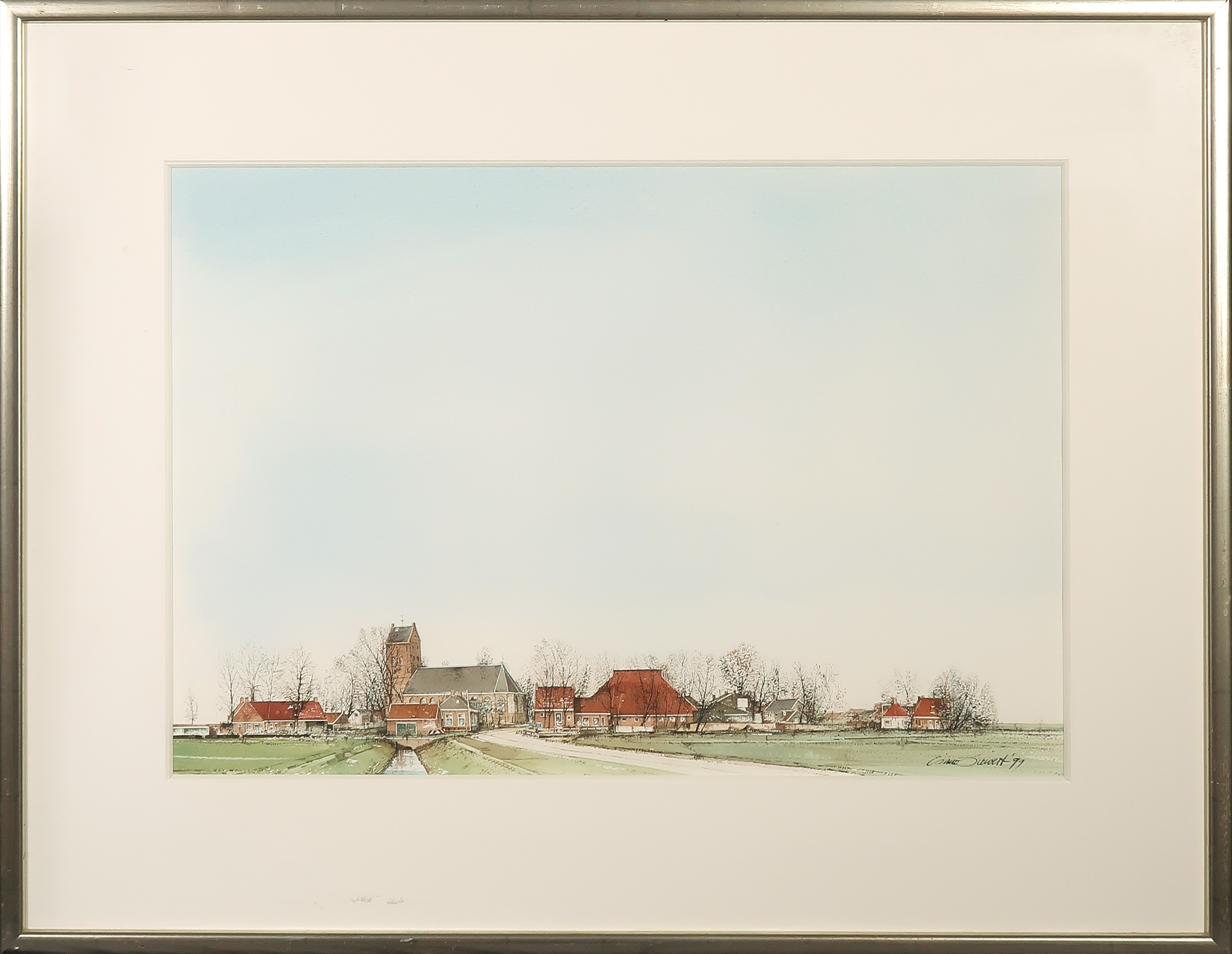 Ciano Siewert - Aquarel, Dorpsgezicht - Ingelijst kopen? Bied vanaf 100!