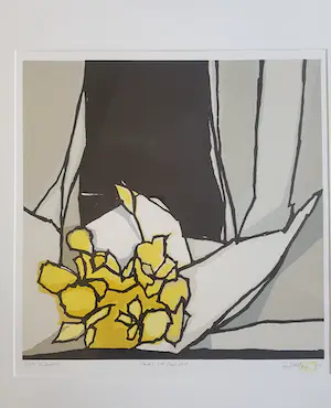 Fon Klement - Fleurs sur fond noir kopen? Bied vanaf 175!