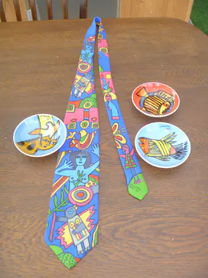 Corneille - zeer mooie zijden originele stropdas + 3 schaaltjes kopen? Bied vanaf 45!