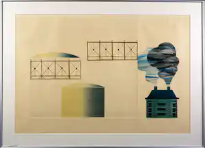 Fred de Jong - Gemengde druktechniek, Gashouders -Ingelijst vendu pour 5€ !