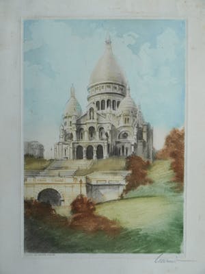 Niet of onleesbaar gesigneerd - Ets , “Sacre Coeur, Parijs” – gesigneerd kopen? Bied vanaf 10!