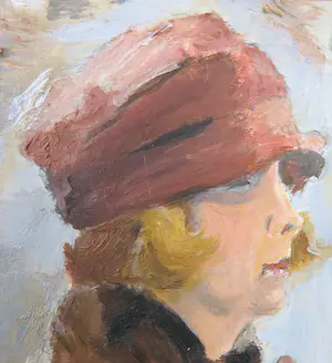 Niet of onleesbaar gesigneerd - Olieverf op paneel, Twee vrouwen met hoeden - Ingelijst kopen? Bied vanaf 1!