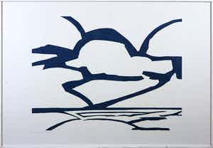 Paul Overhaus - Houtsnede, Zonder titel - Ingelijst verkocht voor € 1!