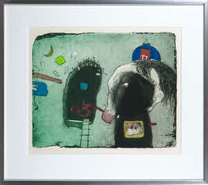 Michel van Overbeeke - Kleurenets met bladgoud, If I had a dream - Ingelijst verkocht voor € 40!