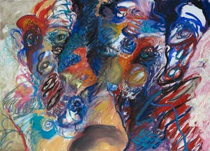 Rachid Ben Ali - Acryl op doek, Z.T. Compositie met gezichten kopen? Bied vanaf 250!
