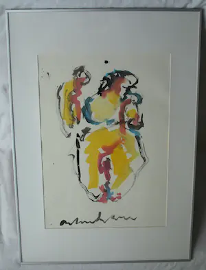 Anton Heyboer - Acrylverf , Moeder, vader en kind – Ingelijst, 101 x 71 cm kopen? Bied vanaf 1!