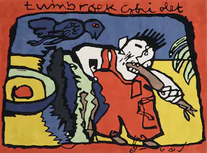 Herman Brood - Scheerwollen vloerkleed, Tuinbroek Cabriolet + Certificaat (Zeer groot) kopen? Bied vanaf 1!
