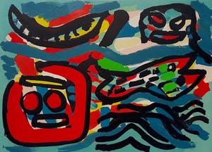 Karel Appel - Apres-midi d’un singe sur la place de l’école, litho (netjes ingelijst) kopen? Bied vanaf 1150!