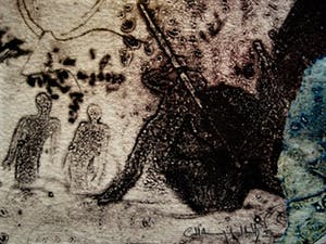 Niet of onleesbaar gesigneerd - Intrigerende oude RELIËFDRUK "de Jacht / la Chasse" - gesigneerd kopen? Bied vanaf 10!