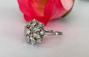 Vintage 18 kt White Gold Rosette Cluster Diamonds ring kopen? Bied vanaf 550!