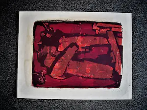 Wim Motz - Mooie expressionistische Litho abstract in rood verso abstract in zwart kaufen? Bieten Sie von 29!