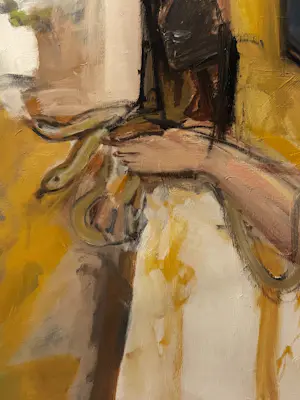 Marcus De Vestele - Der Schlangenzähmer – Großes Gemälde auf Leinwand, um 1970 kopen? Bied vanaf 200!