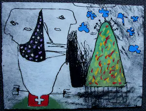 Michel van Overbeeke - met de hand bewerkte ets (vetkrijt) - 1988 kopen? Bied vanaf 50!