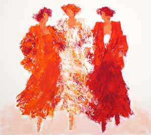 Wil Willemsen - Zeefdruk, Les Joyeuses Dames verkocht voor € 50!