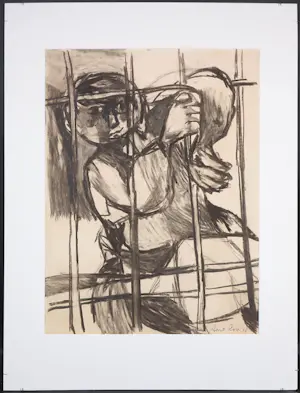 Aart Roos - Krijttekening, Kind in box kopen? Bied vanaf 1!