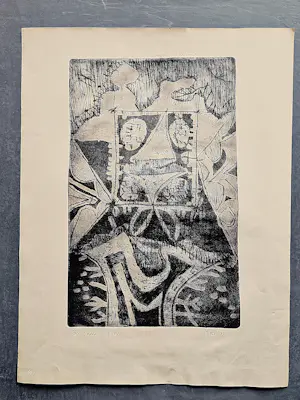Kees Okx - Grote monochrome ets - "magisch vierkant"- 1966 - epreuve d'artiste exemplaar kopen? Bied vanaf 47!