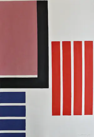 Adine Engelman - Geometrisch abstracte compositie. Monotype. kopen? Bied vanaf 85!