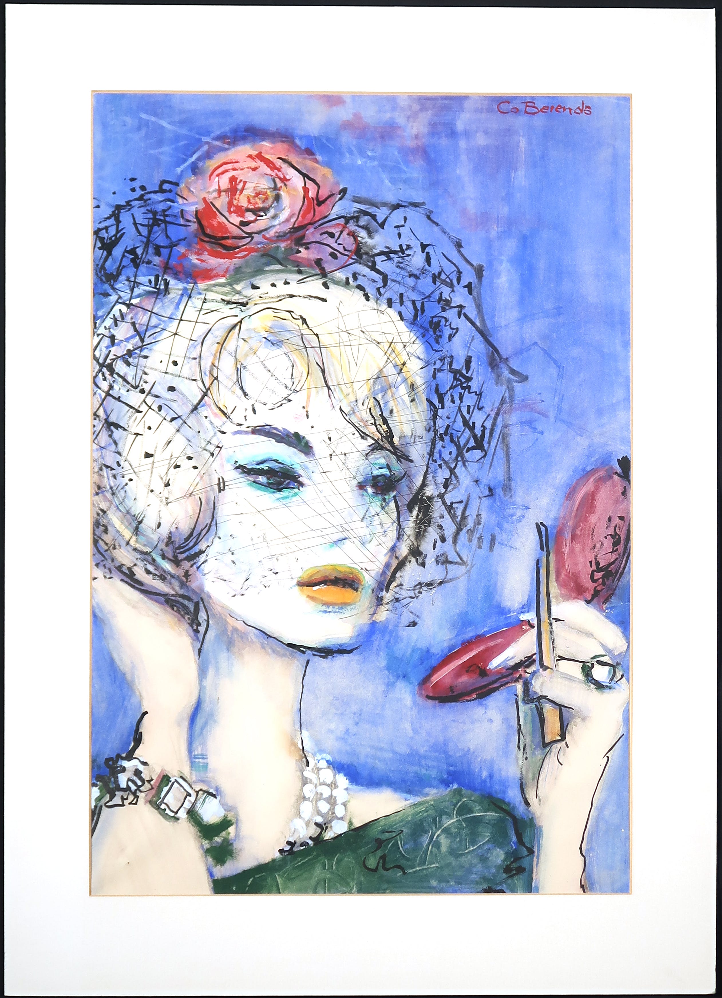 Colette Berends - Gemengde technieken, Acryl met krijt, Classy dame kopen? Bied vanaf 1!