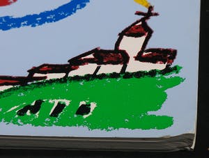 A.R. Penck - Zeefdruk op karton, Das Blaue Huhn kopen? Bied vanaf 1!