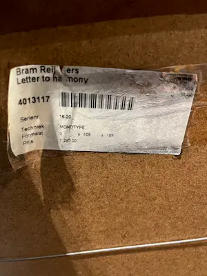 Bram Reijnders - Letter to harmony kopen? Bied vanaf 150!