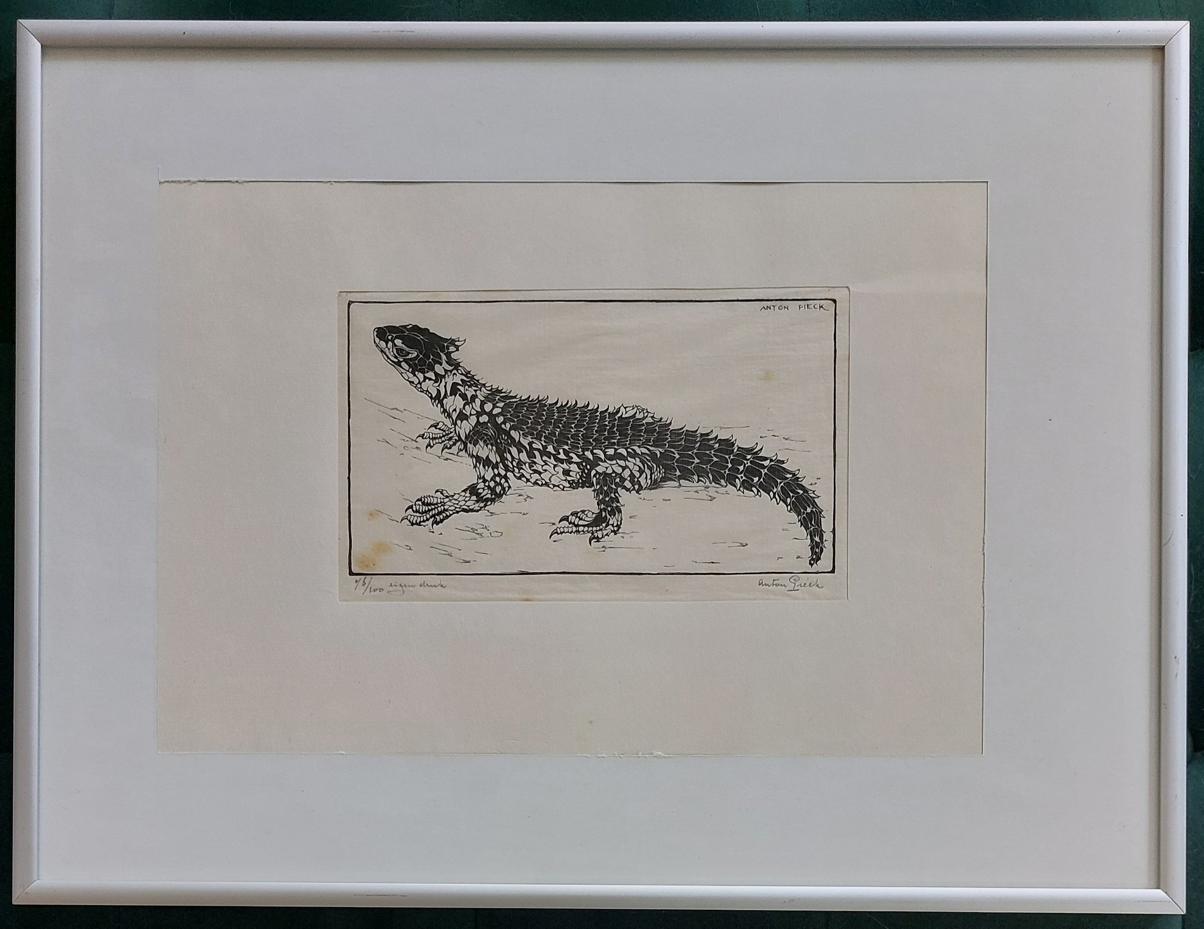 Buy Anton Pieck - Houtsnede 'Gordelstaarthagedis'? Bid from 250!