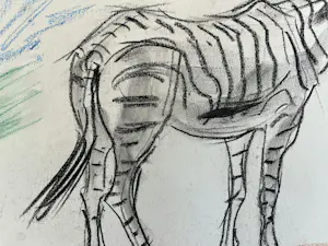 Cornelis Jan Mension - Tekening van een zebra, gemaakt in Artis kopen? Bied vanaf 80!