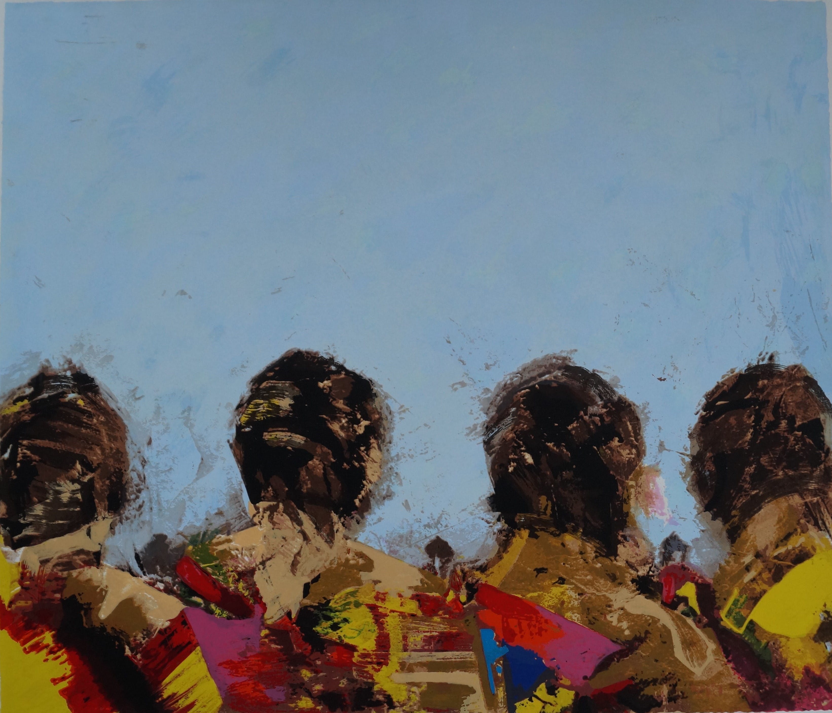 Willem van Scheijndel - Vier schoonheden op weg ...... grote zeefdruk verkocht voor € 80!