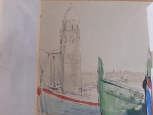 Frans Hollaardt - Aquarel bootjes aan franse kust kopen? Bied vanaf 75!