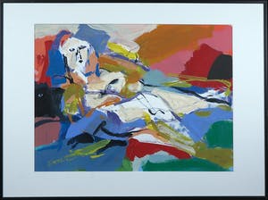 Niet of onleesbaar gesigneerd - Acryl op papier, Zonder titel - Ingelijst kopen? Bied vanaf 1!