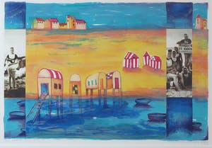 Buy Marianne Aulman - Litho en collage, Zomer aan zee II - Ingelijst? Bid from 35!