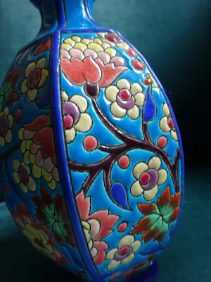 Emaux de Longwy - kleurijke floraal gedecoreerde cloisonne vaas kopen? Bied vanaf 95!