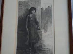 Ernst Witkamp - Ingelijste ets, “De Straatmuzikante” - 1888 kopen? Bied vanaf 1!