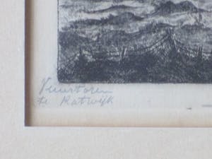 Niet of onleesbaar gesigneerd - Vuurtoren te Katwijk - Ets kopen? Bied vanaf 1!