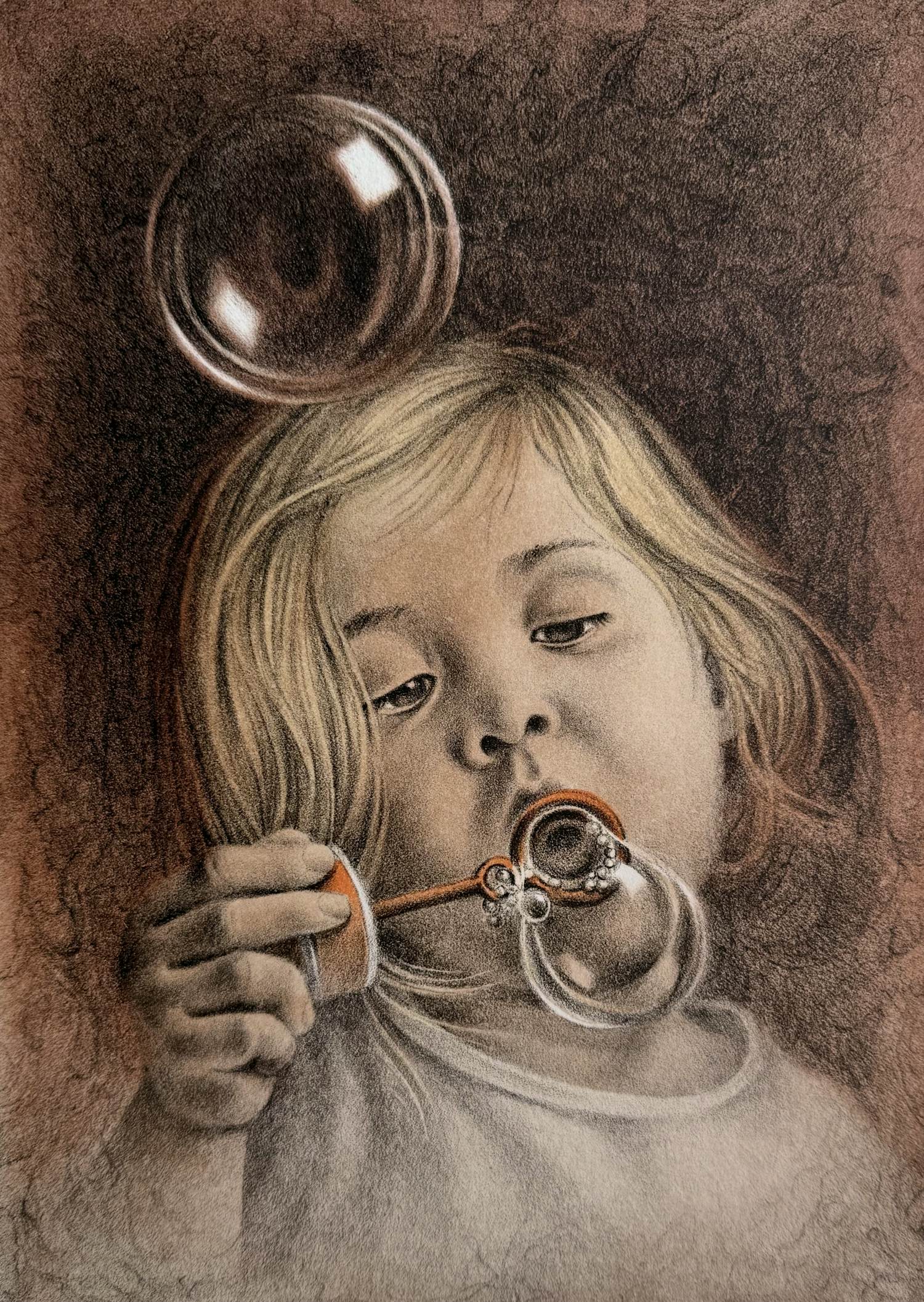 Poen de Wijs - handgesigneerde kleurenlitho | 'Kinderspel - Meisje met bellenblaas'| 2006 kopen? Bied vanaf 100!