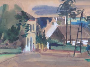 Hein Stork - Mediterraan stadsstraatje - Aquarel kopen? Bied vanaf 1!