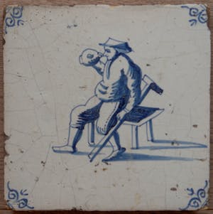 Niet of onleesbaar gesigneerd - Antieke tegel kopen? Bied vanaf 1!