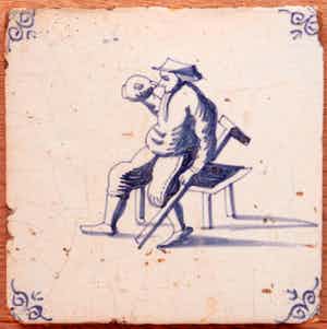 Niet of onleesbaar gesigneerd - Antieke tegel verkocht voor € 1!