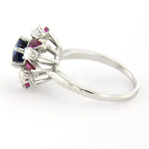 14k gouden ring met saffier, robijn en briljant geslepen diamant tot. 0.46ct kopen? Bied vanaf 710!