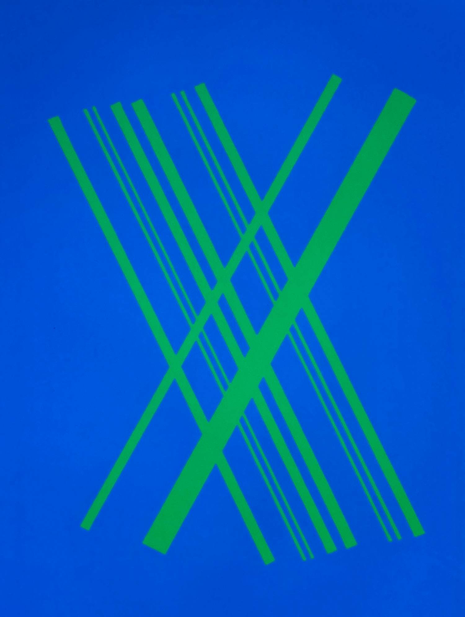 Willem Hussem - Compositie met gekruiste lijnen in groen op blauw kaufen? Bieten Sie von 225!
