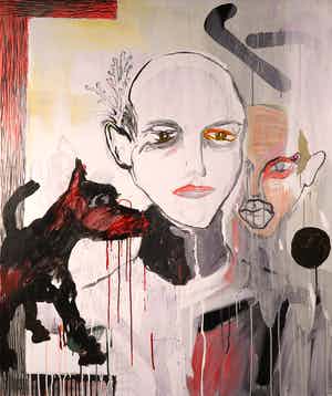 Rachid Ben Ali - Gemengde techniek op doek, Zonder titel (Groot) verkocht voor € 300!