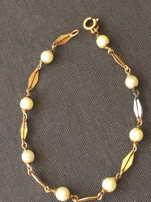 18K Goud - geelgouden vintage armband met cultivé parels kopen? Bied vanaf 145!