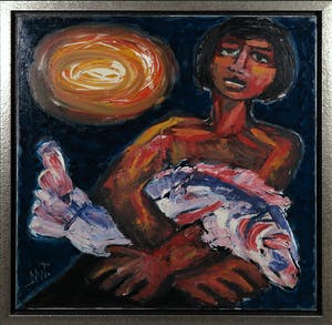 Martin van Wordragen - Olieverf op doek, Vissersjongen - Ingelijst (Groot) kopen? Bied vanaf 1!