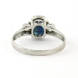 18k wit gouden ring met saffier en square cut geslepen diamant tot. 0.15ct kopen? Bied vanaf 435!