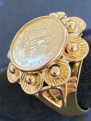 18 karaats geelgouden munt ring kopen? Bied vanaf 535!