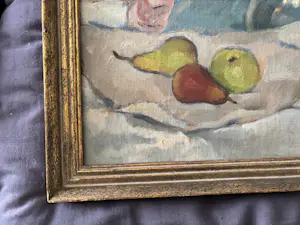 Theo J. Scheer - stilleven met fruit en kan (in pasteltinten) kopen? Bied vanaf 85!