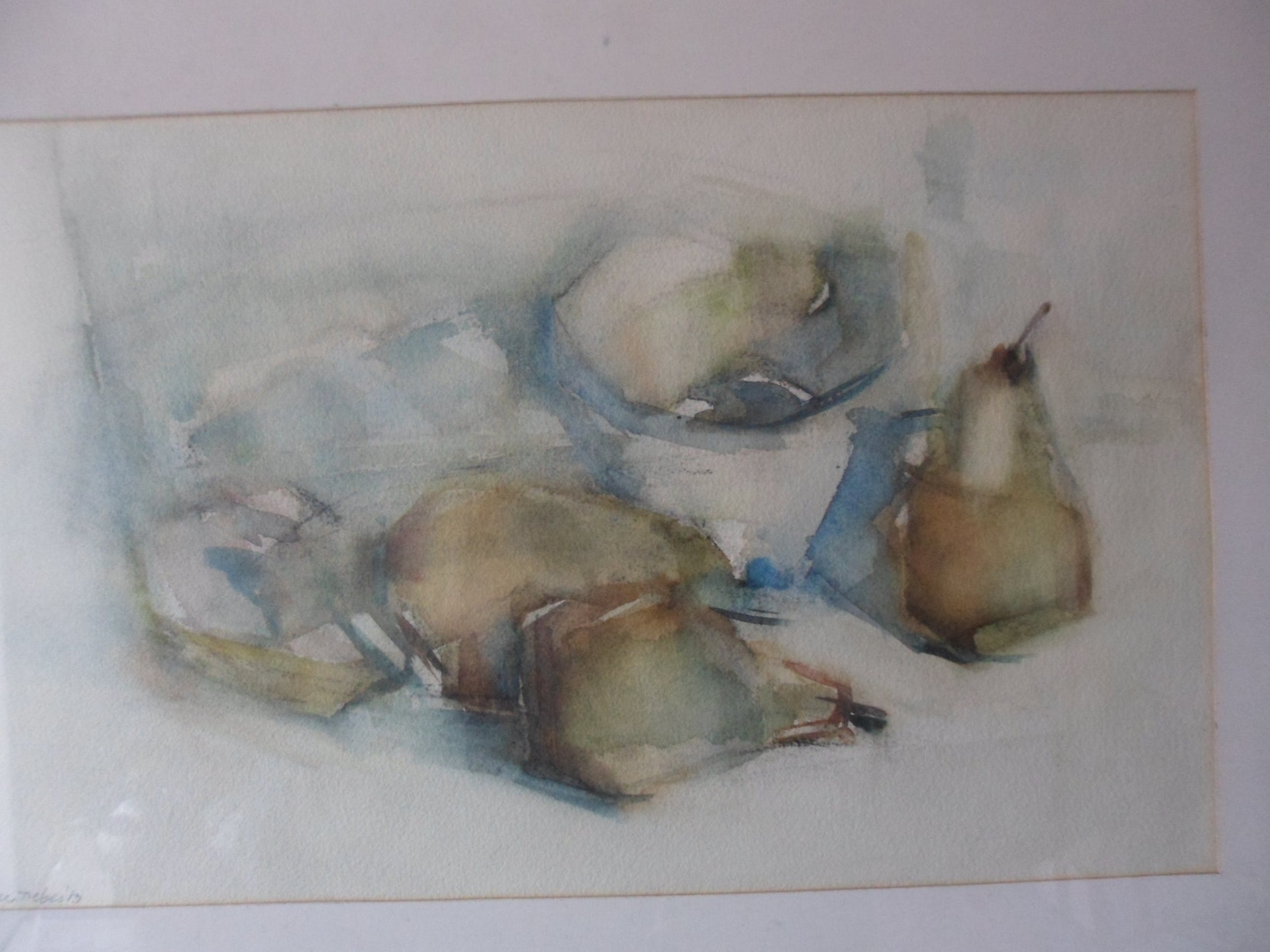 Sonja Toebes - Aquarel:"Stilleven met peren". kopen? Bied vanaf 20!