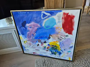 Jan van Diemen - acryl op doek - schaatser - gesigneerd r.b. kopen? Bied vanaf 425!