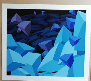 Hans Klaui - GEOMETRIE / KLEURZEEFDRUK / 64x74cm / SIG kopen? Bied vanaf 25!