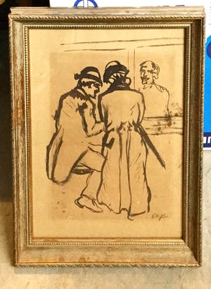 Niet of onleesbaar gesigneerd - C3675 - heer en dame aan de bar kopen? Bied vanaf 10!